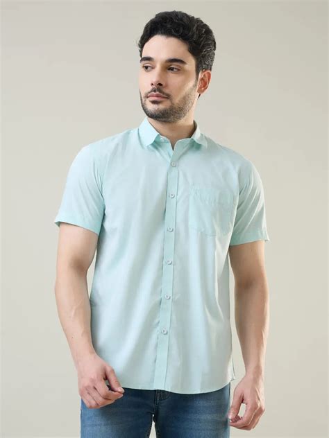 Men's Solid Light Green Regular Fit Shirt - Tim Paris