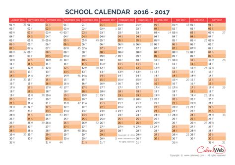 Printable Yearly Calendar 20172018 School Year