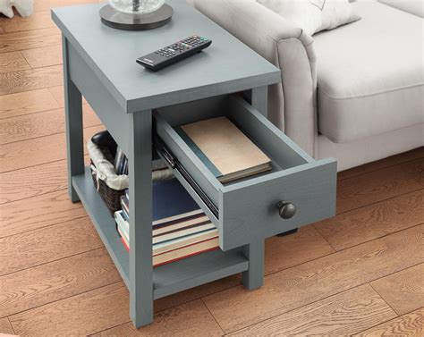 Better Homes and Gardens Oxford Square End Table With Drawer, Blue ...