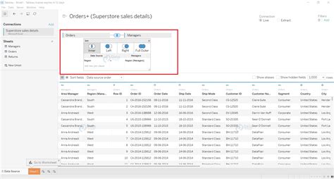 Tableau Data Join 的图像结果