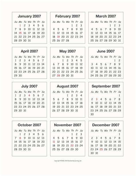 2007 Yearly Calendar Image & Photo (Free Trial) | Bigstock