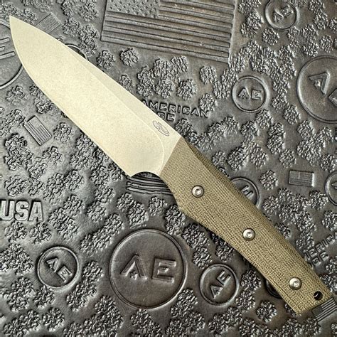 Three Rivers Manufacturing TRM Red Line Fixed Blade OD Green Micarta Handles Stonewashed Blade ...