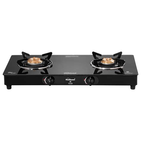 Crystal Nova 2 Burner Gas Stove | 1 Medium and 1 Small Brass Burners ...