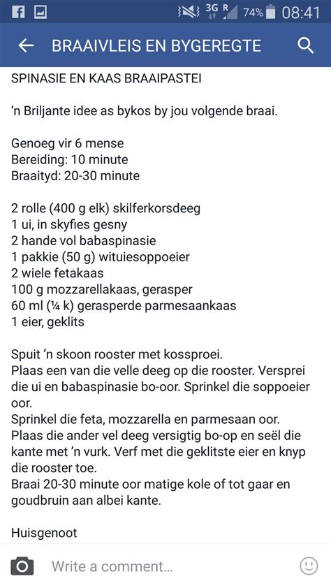 Spinasie braaitert   Braai recipes, South african recipes  