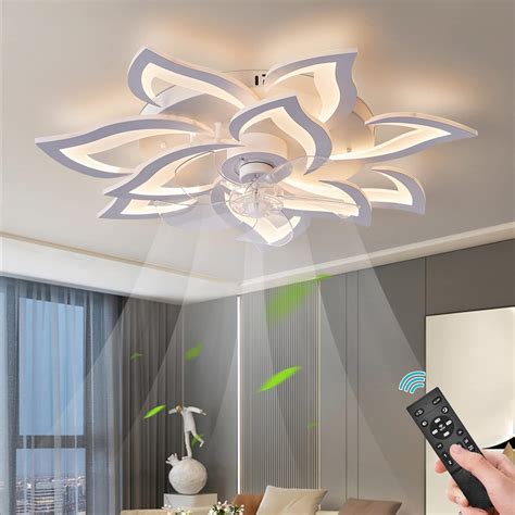 Bevenus Modern Ceiling Fans with Lights,Flush Mount Ceiling Fan with ...