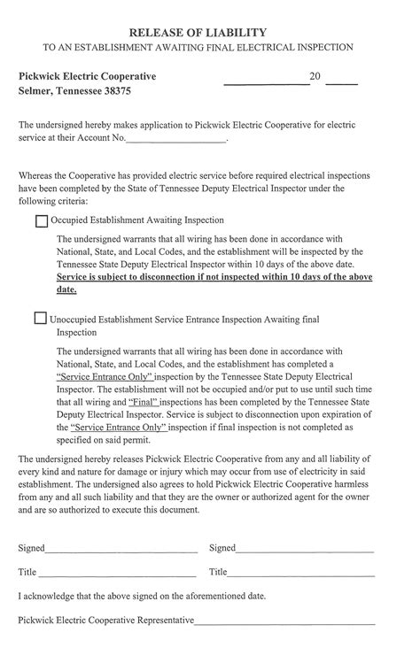 New Member Service Requirements – Pickwick Electric Cooperative