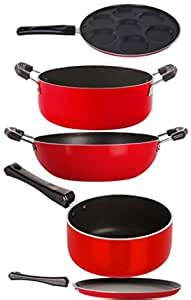 Buy Nirlon 2 Layer Coated Non-Stick 5 Piece Aluminium Pots and Pans ...