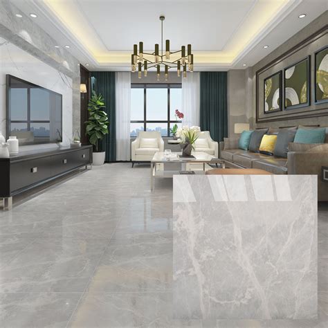 Brown 600 x 600mm Polished Ceramic Floor Tile | Tile floor living room ...