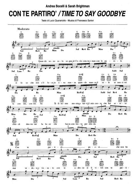 Andrea Bocelli TIME TO SAY GOODBYE Sheet music | Easy Sheet Music