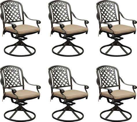 Amazon.com: Sumshadow 6 Piece Cast Aluminum Outdoor Swivel Dining ...