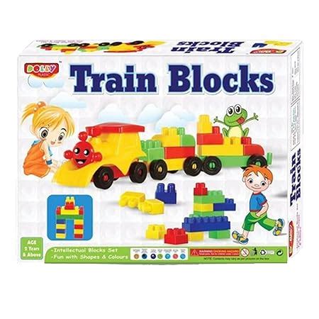 Buy Dolly Train Block Set with Wheel, Building Block Games for Kids ...