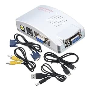 MECCANIXITY VGA to S-Video+AV Adapter with 4 Wire Full Set ABS Video ...