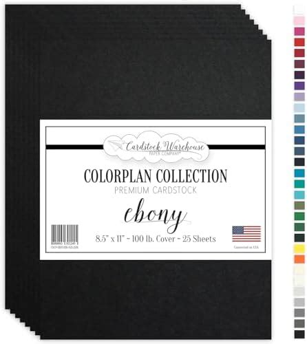 EBONY BLACK Cardstock Paper - 8.5 x 11 inch Premium 100 lb. Cover - 25 ...