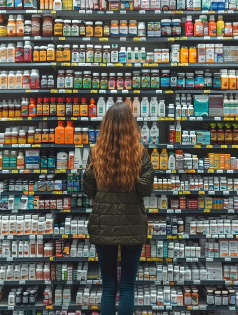 Back view of a 30something hispanic woman in front of grocery store ...
