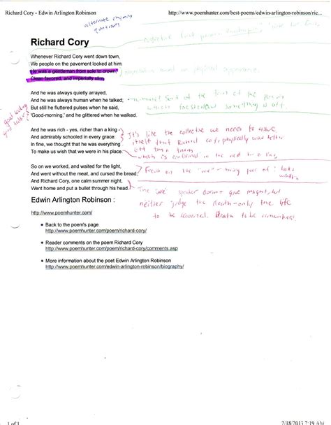 Connotation Of Richard Cory