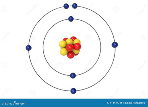 Nitrogen Atom Bohr Model with Proton, Neutron and Electron Stock ...