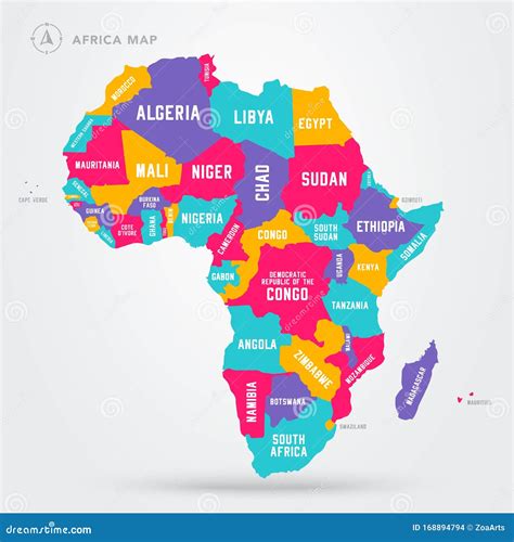 Vector Illustration Africa Regions Map with Single African Countries. Stock Vector ...