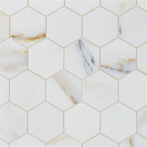 Leida Bianco Polished Porcelain Hexagon Tile | Floor and Decor