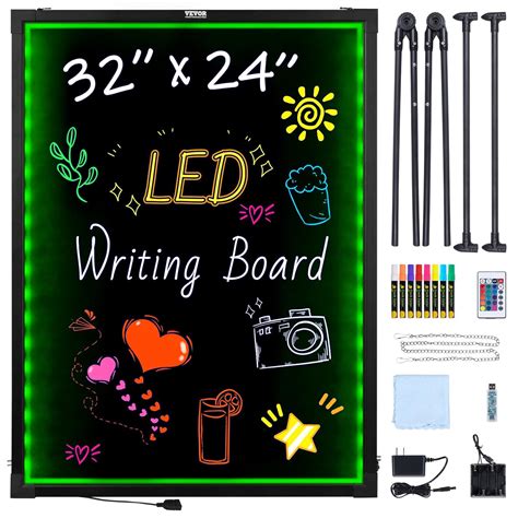 VEVOR LED Message Writing Board, 32"x24" Illuminated Erasable Lighted ...