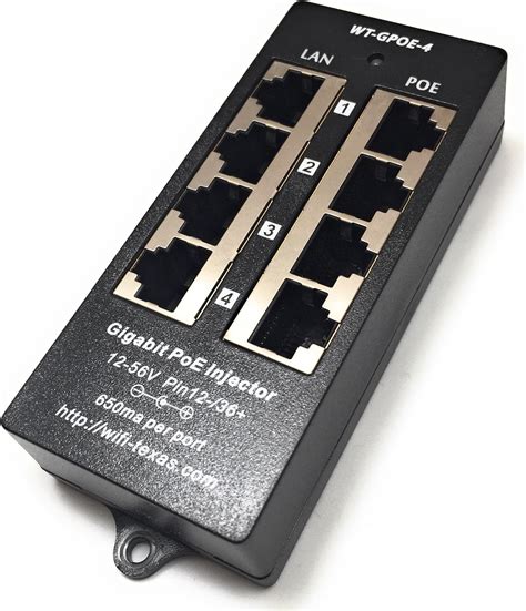 PoE Texas 4 Port Gigabit PoE Injector - 48V 48W UL Power - Add India | Ubuy