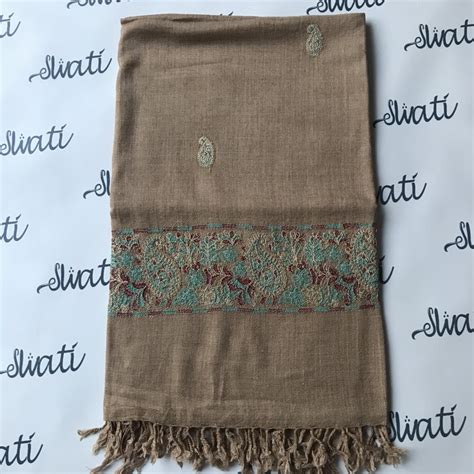 Swati Woolen Shawl with Feroza color embroidery - Swati Shawls