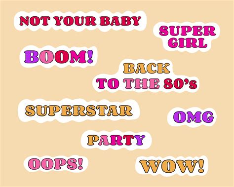 Set of modern slang phrases, words in 80-90's style. Fashion Badges ...