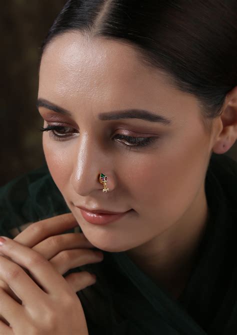 Dopehri Multicolored Tear Drops Clip On Nath With Pearl Hanging ...