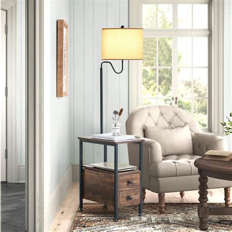 17 Stories 59" Floor Lamp With Table, With Lamp Attached With USB ...