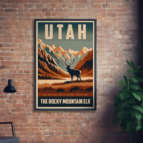 Utah State Animal | Vintage Prints | Rocky Mountain Elk | Print at Home ...