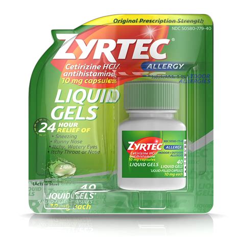 Zyrtec 24 Hr Indoor And Outdoor Allergy Liquid Gels Capsules ...
