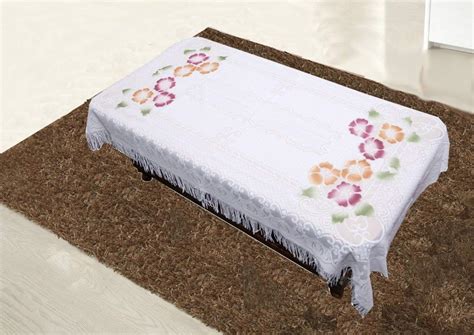 Buy Kuber Industries Floral Cotton 4 Seater Centre Table Cover - Cream ...