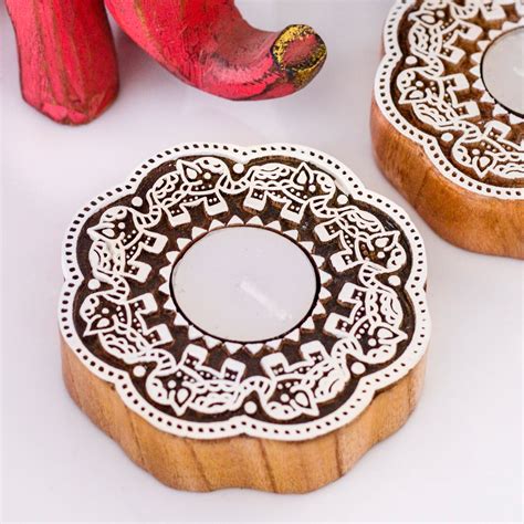 Wooden Block Tea Light Candle Holder - Elephant – Artisind