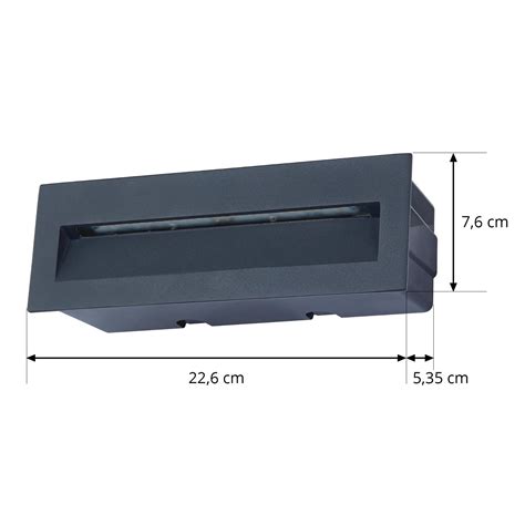 Lucande LED recessed wall light Loya, 23 x 8 cm, grey, IP54 | Lights.ie