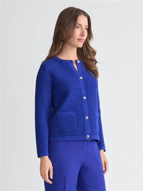 Button-Up Cardigan in Royal Signature | Kasper