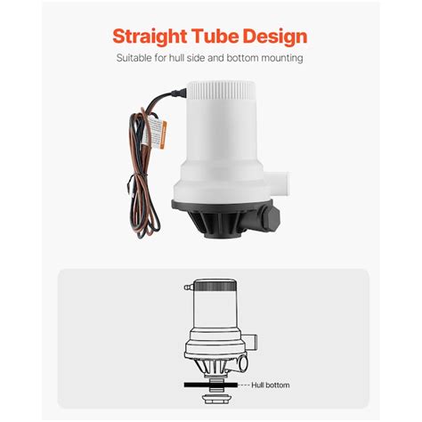 VEVOR Livewell Pump for Boat 12V 1600 GPH Straight Livewell Aerator ...