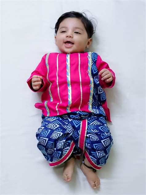 BownBee Infants Cosmic Indigo Dhoti Kurta Set For Boys - Pink – BownBee ...