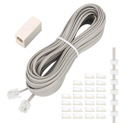 Phone Extension Cord 33 Ft, Telephone Cable with Standard RJ11 Plug and ...