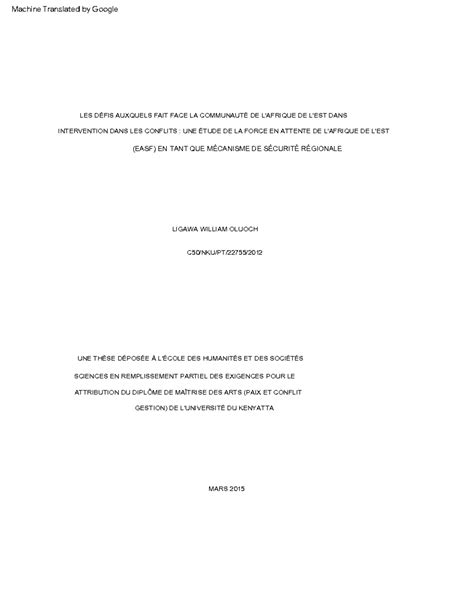 The challenges facing the eastern African community in conflict intervention a study of eastern ...