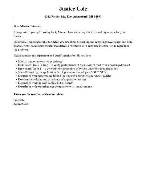 Qa Cover Letter Example at vanchandlerblog Blog