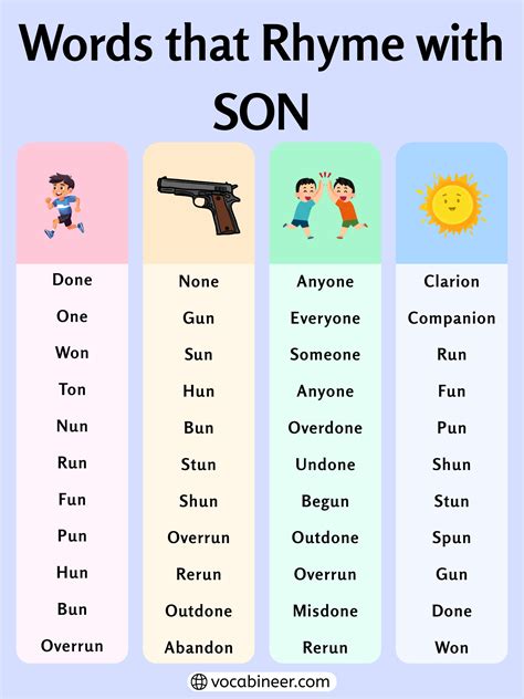 755 Fun Words That Rhyme with Son for Poems