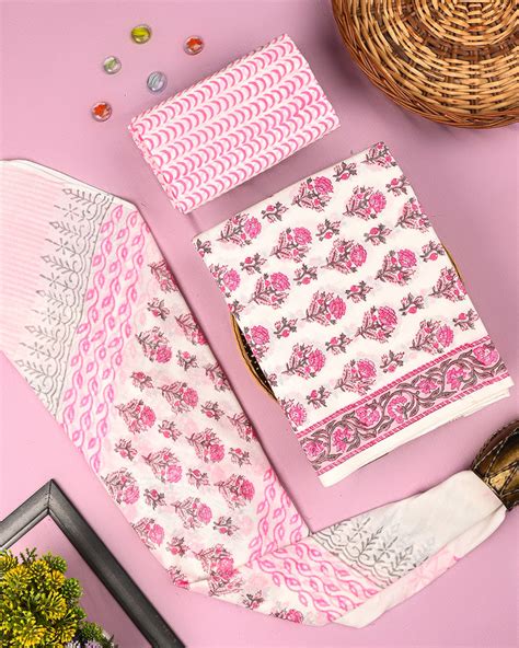 Shop Hand Block Printed Cotton Suit With Cotton Duptta | Bagrustore ...