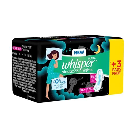 Whisper Ultra Bindazz Nights Sanitary Pads XL+, 30 Count Price, Uses ...