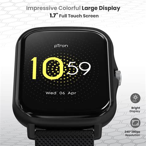 pTron Pulsefit F21+ Fitness Smartwatch (Black) - pTron India