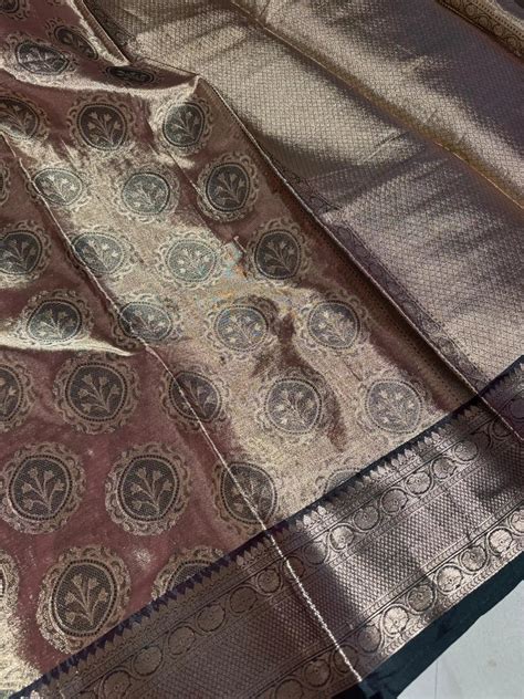 Copper Rose Kanjivaram Tissue Silk Saree with Rich Pallu and Blouse ...