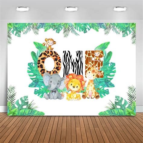 Buy MocaJungle Theme 1st Birthday Backdrop Safari Animals Background ...