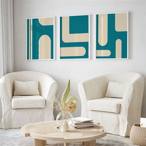 Buy Blue abstract minimalist art Set of Three Paintings Online at Best ...