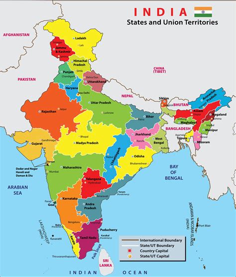 List Of Indian States Union Territories And Capitals In India