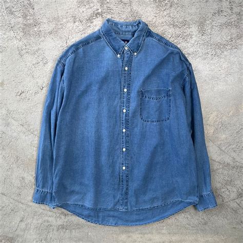 old gap cotton × indigo linen shirt 90s | focus