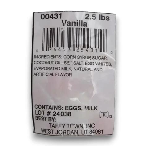 Taffy Town Salt Water Taffy - Vanilla (1.13kg Bag)