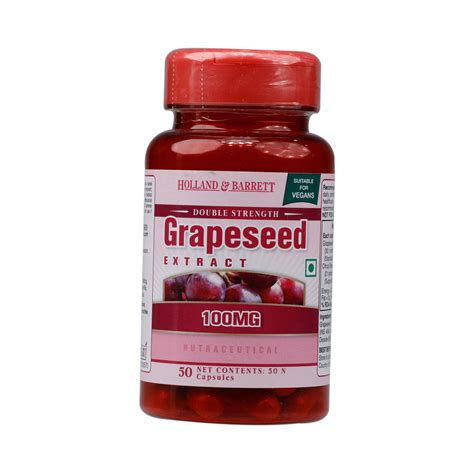 Holland & Barrett Double Strength Grapeseed Extract 100 mg, 50 Capsules ...